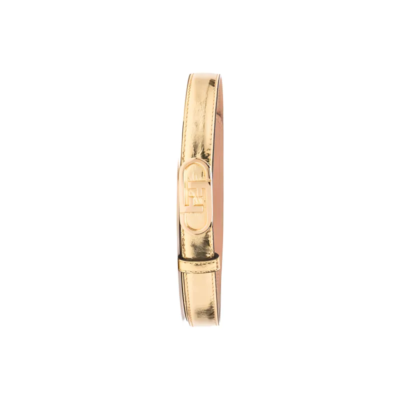 FENDI Logo Buckle Design Smooth Buckle Leather Belts Women's Gold-1