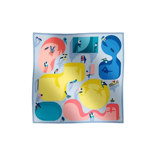 HERMES Silk Scarves Women's Blue