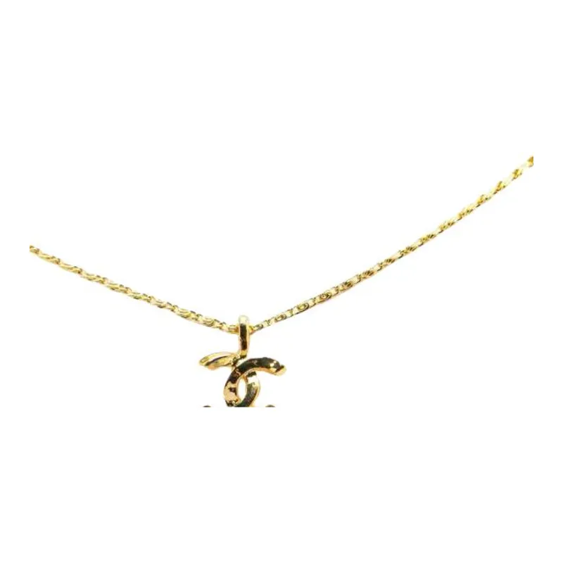 CHANEL 1982 Plated Cc Pendant Necklace Costume Necklace-1