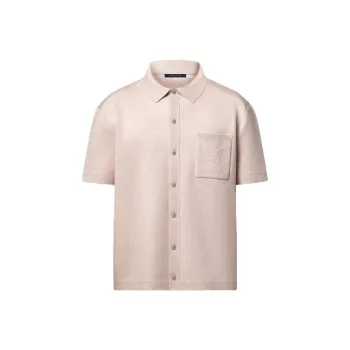LOUIS VUITTON Monogram Embossed Short Sleeved Knit Shirt
