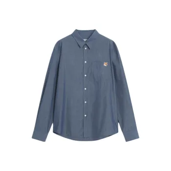 Maison Kitsune Fox Head Patch Buttoned Shirt
