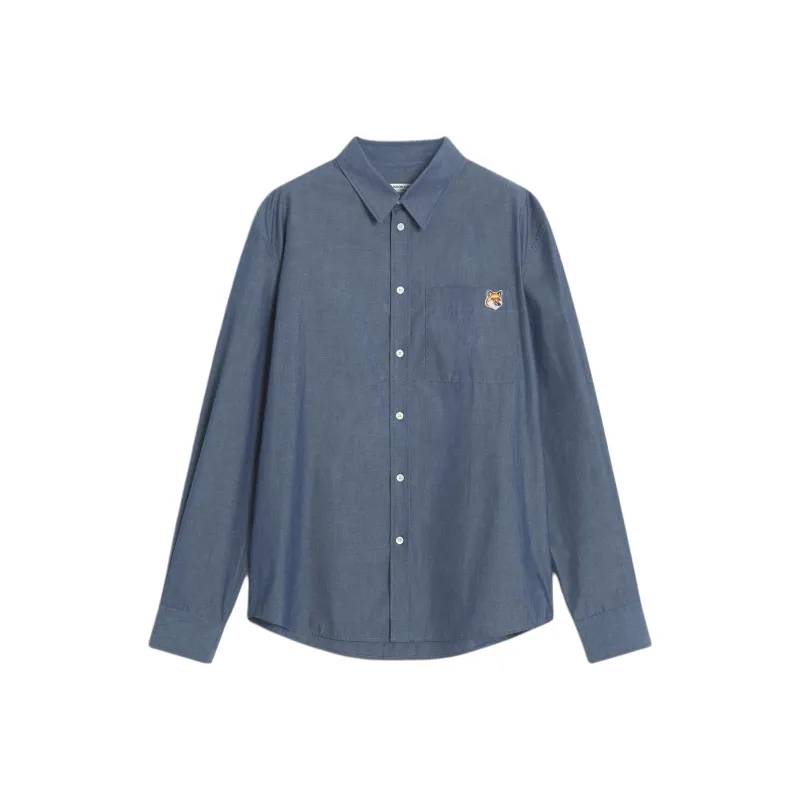 Maison Kitsune Fox Head Patch Buttoned Shirt-0