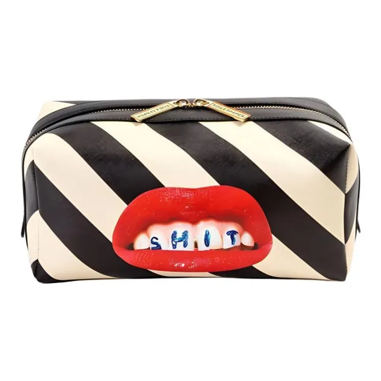 SELETTI Toilet Paper Stripe print Wash Bag-0