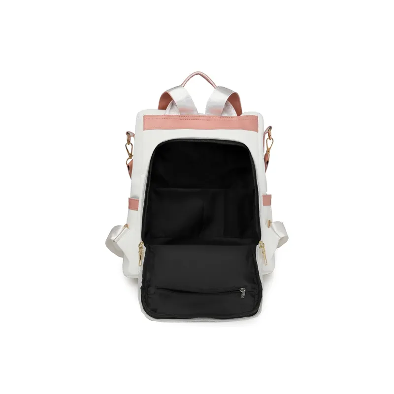Single Warehouse PU Backpack Regular Unisex Black & White/Black & Brown/Caramel/Blue/Red/Pink-3