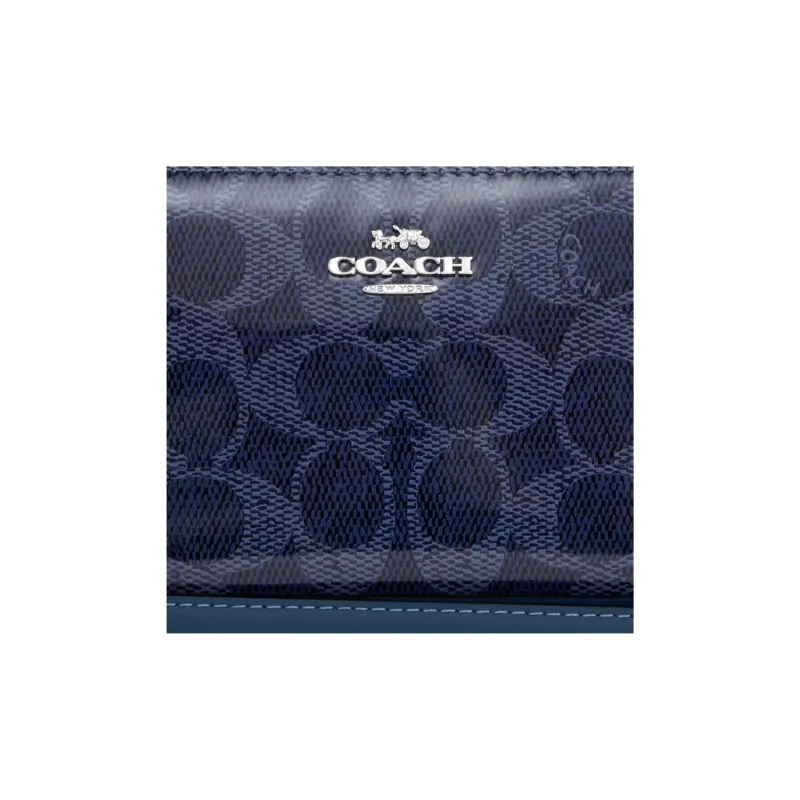 COACH Zip Around Canvas Wallet Trumpets Women's Dark Blue-2