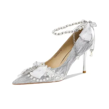 Ainer cat Confessions Collection Starry Floating Light Slim Heel High Heels 8cm Women's Silver