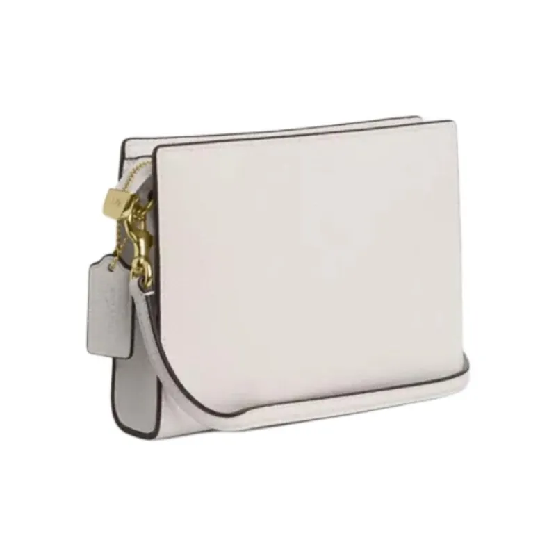 COACH Slim Crossbody Pebbled Leather Shoulder Bag, Crossbody Bag Small Size Women's Pink White-1