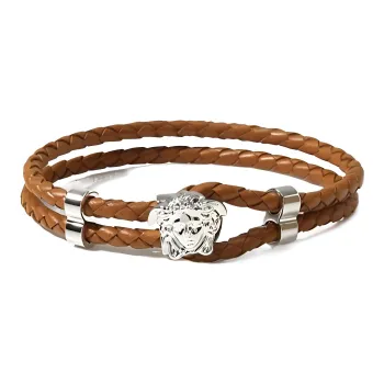 VERSACE Leather Bracelets Men's Brown