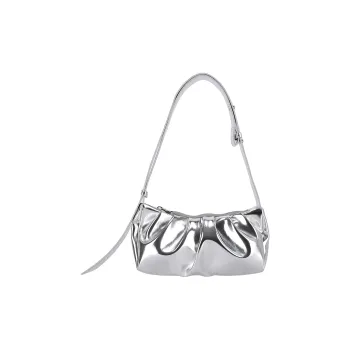 ALICE MARTHA Vegan Artificial Leather One Shoulder Handbag Mini Unisex Silver