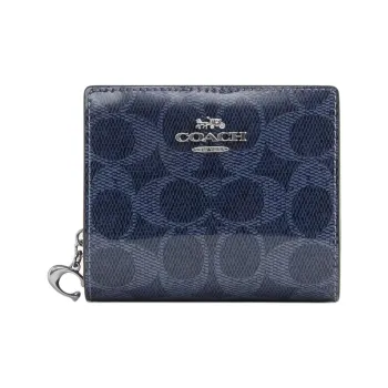 COACH Snap Wallet Canvas Wallet Mini Women's Dark Blue
