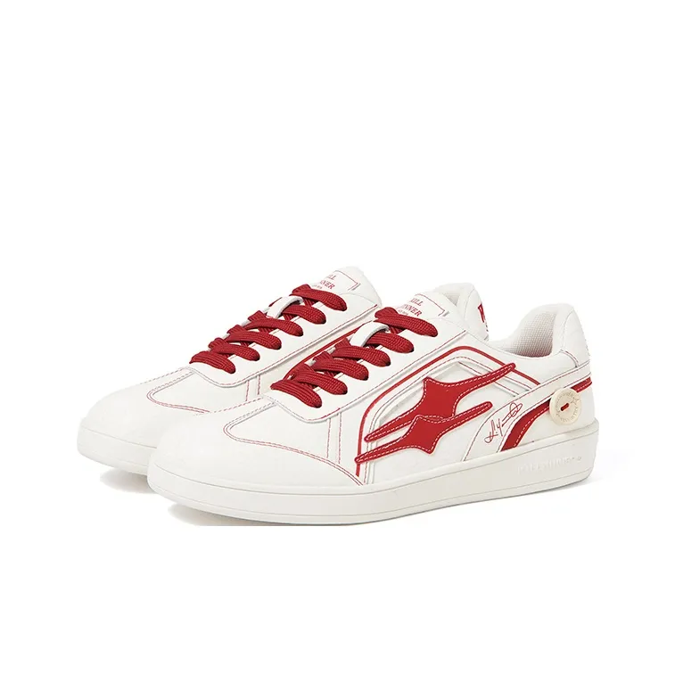 KILLWINNER Anti Slip Wear Resistant Low Top Skateboard Shoes Women's White Red-2
