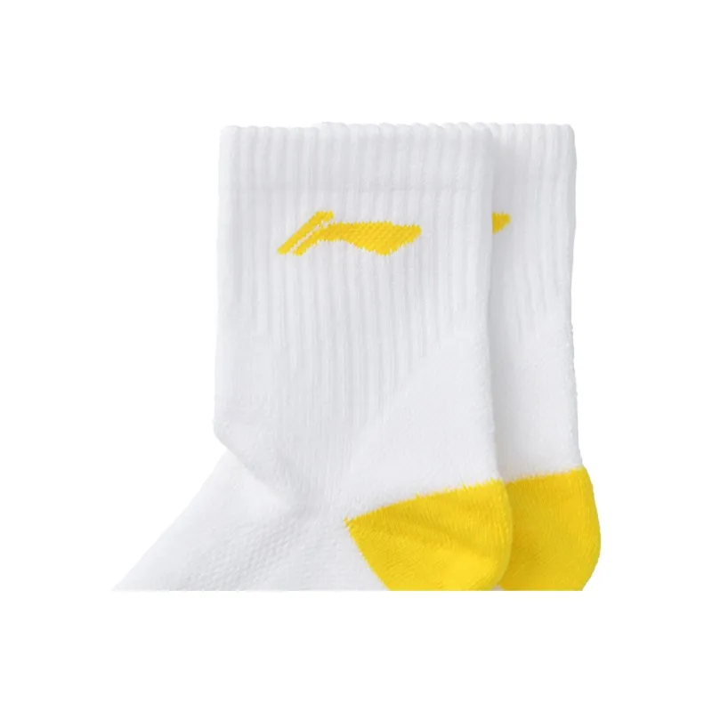 LiNing Mid Calf Socks Unisex Multi double Loading White Yellow-2