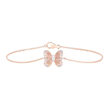 De Beers 18kt Rose Gold Portraits Of Nature Butterfly Diamond Bracelet