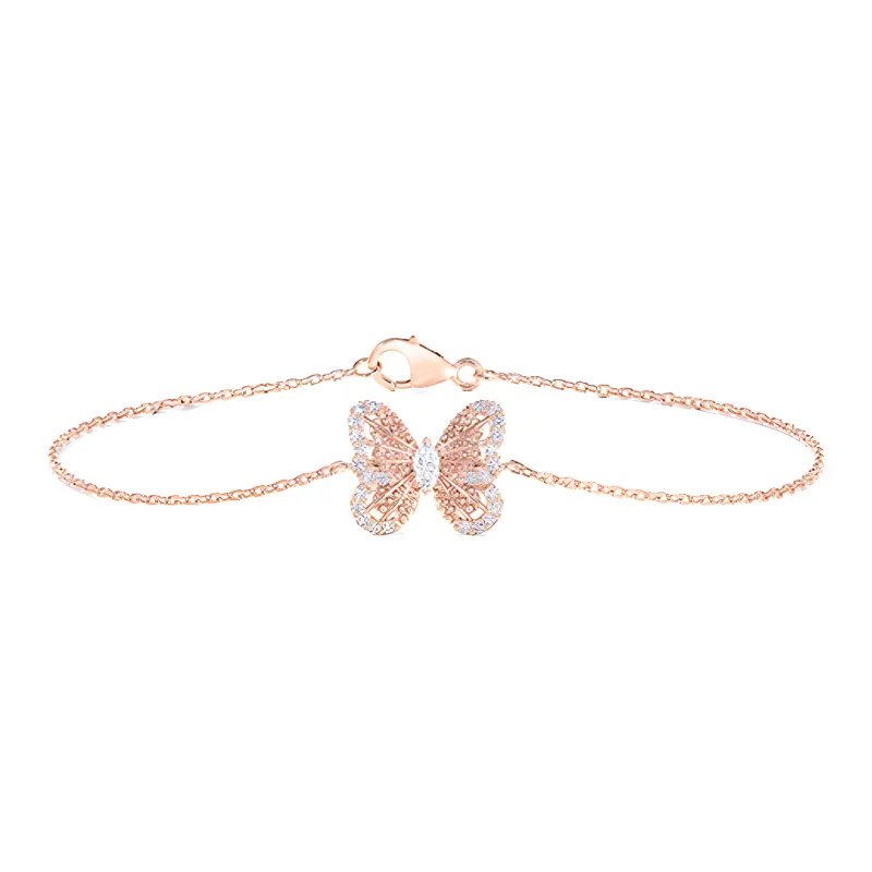 De Beers 18kt Rose Gold Portraits Of Nature Butterfly Diamond Bracelet-0