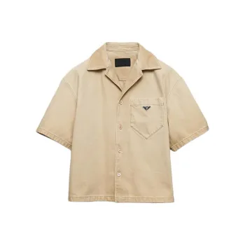 PRADA Short Sleeved Shirt In Worn Bull Denim Shirt Men's Natural