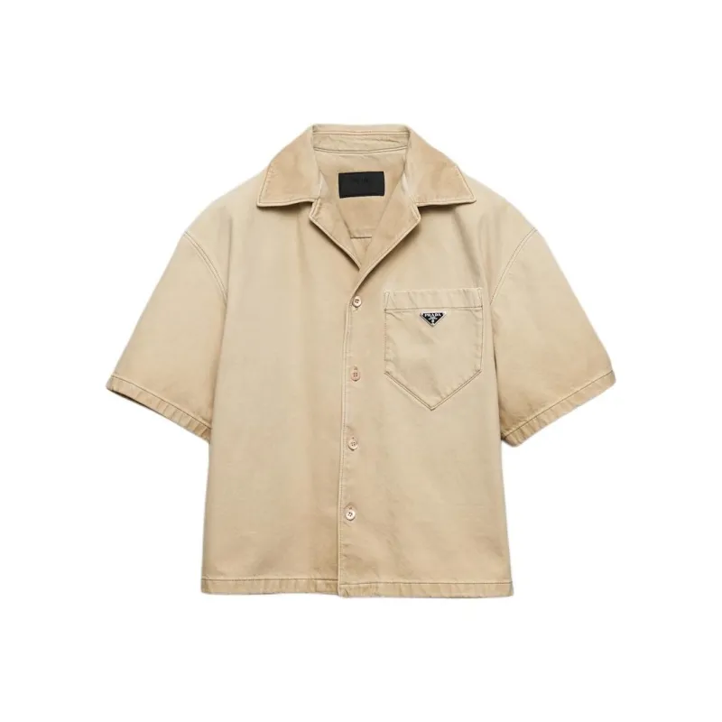 PRADA Short Sleeved Shirt In Worn Bull Denim Shirt Men's Natural-0