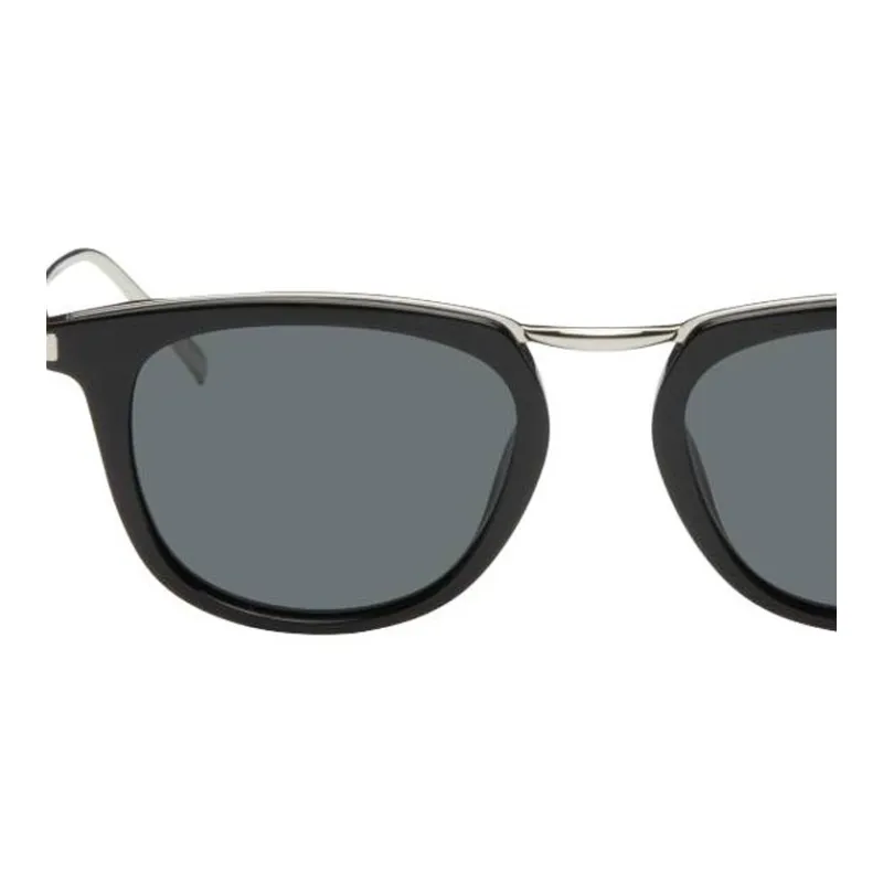 SAINT LAURENT Acetate Square Sunglasses Unisex Black-1
