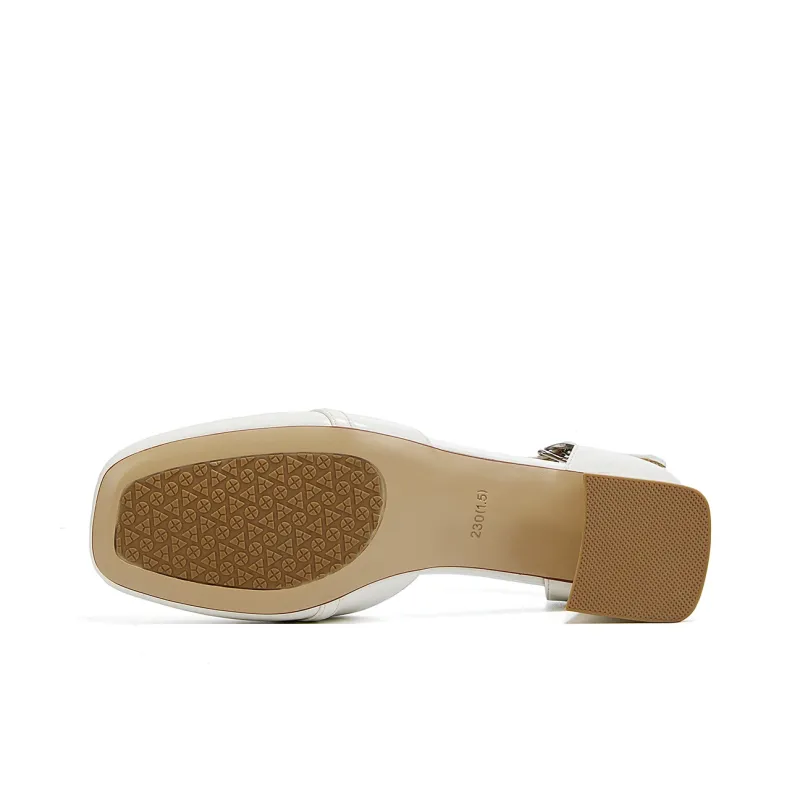 La Chapelle Chunky Heel High Heels Women's Beige-6