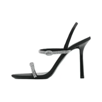 MANGO One Strap Sandals 10cm Women's Black