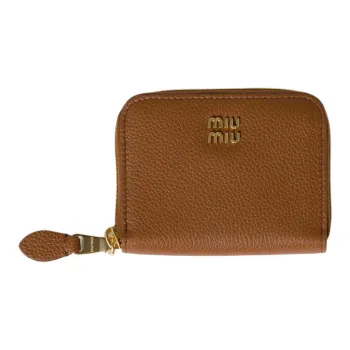 MIU MIU Cow Leather Coin Purse Unisex Brandy