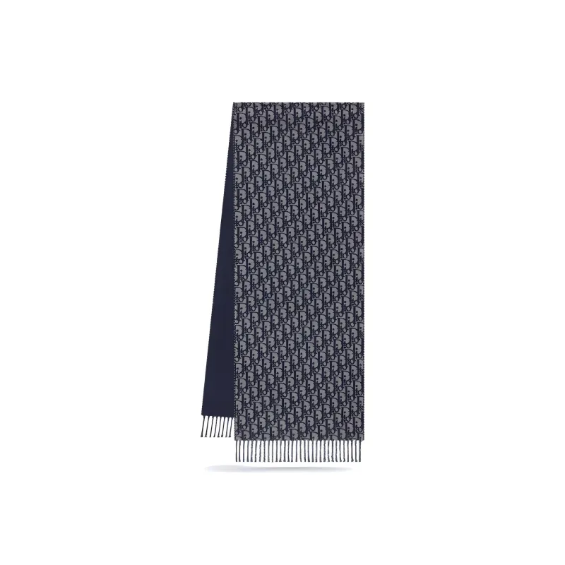 DIOR Wool Cashmere Knit Scarves Men's Blue-1