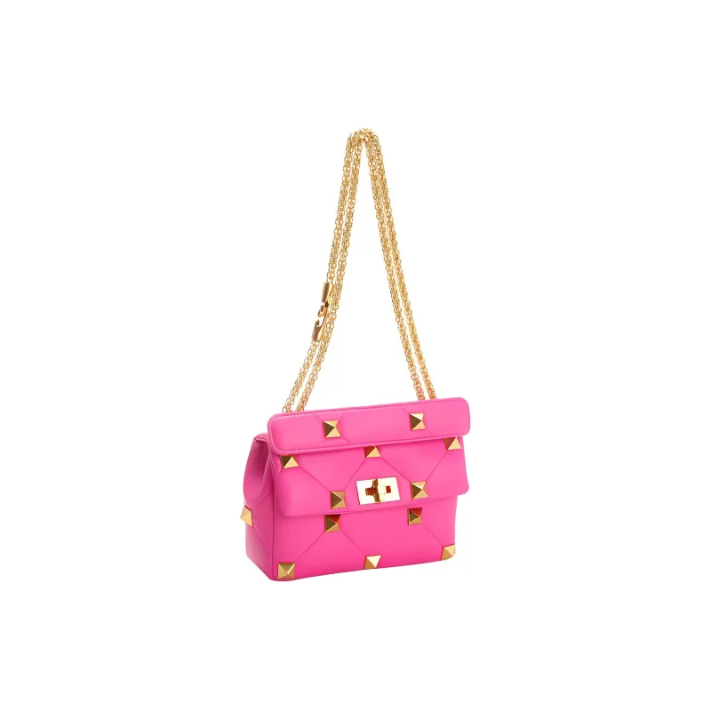 Valentino Roman Stud Lambskin Portable Crossbody Bag Shoulder Bag Women's Rose Pink-2