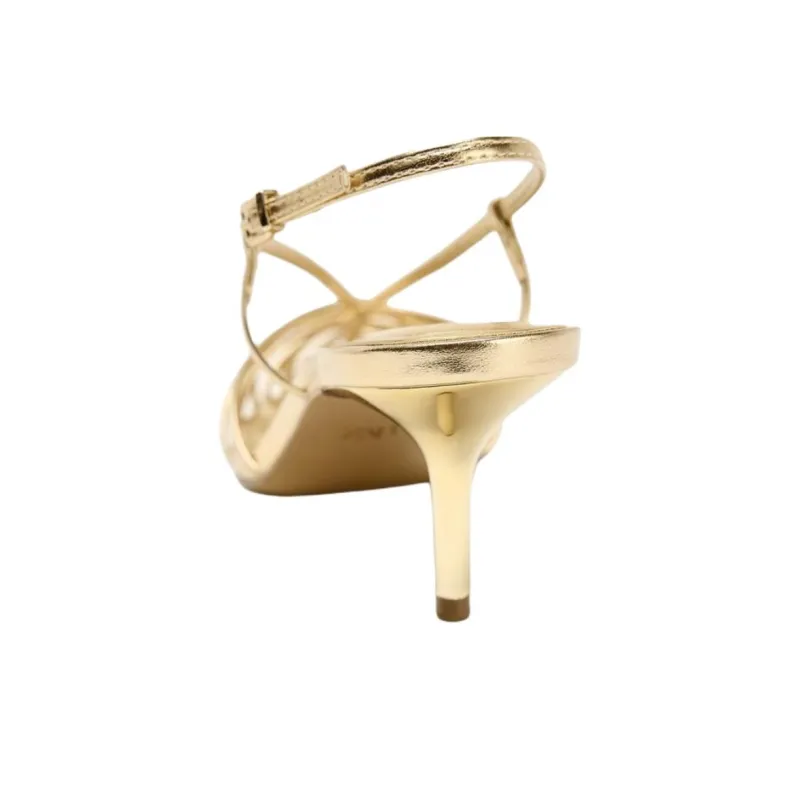 ZARA Slim Heel High Heels 8.5cm Women's Gold-3