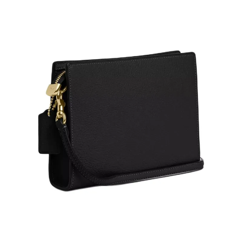 COACH Slim Crossbody Delicate Pebble Leather Shoulder Bag, Crossbody Bag Small Size Women's Black-1