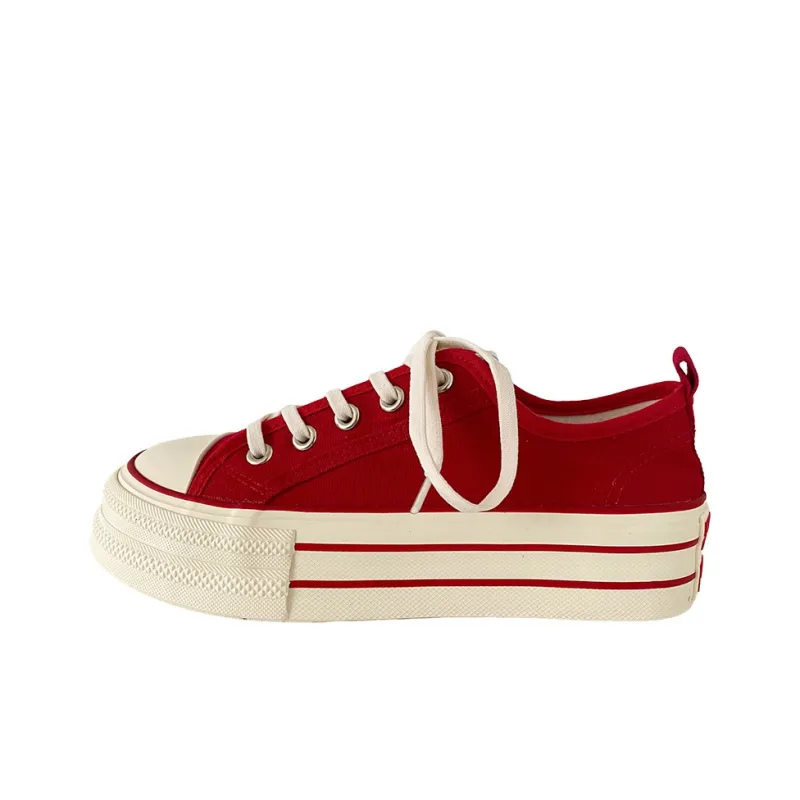 Than Than Me Slip Resistant Low Top Skateboard Shoes Women's Red-0
