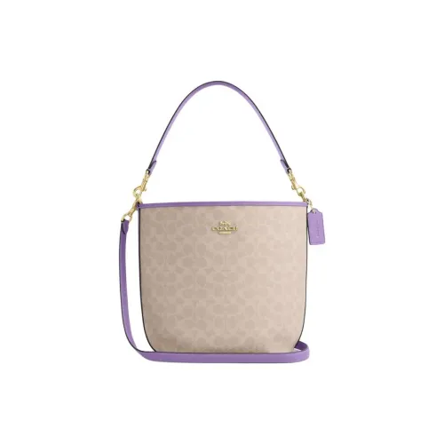 COACH City Coated Canvas Bag, Shoulder Bag, Crossbody Bag, Handbag Tubas Women's Sand With Iris Color