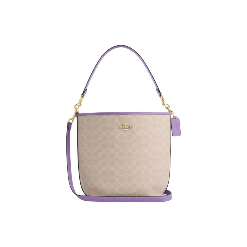 COACH City Coated Canvas Bag, Shoulder Bag, Crossbody Bag, Handbag Tubas Women's Sand With Iris Color-0