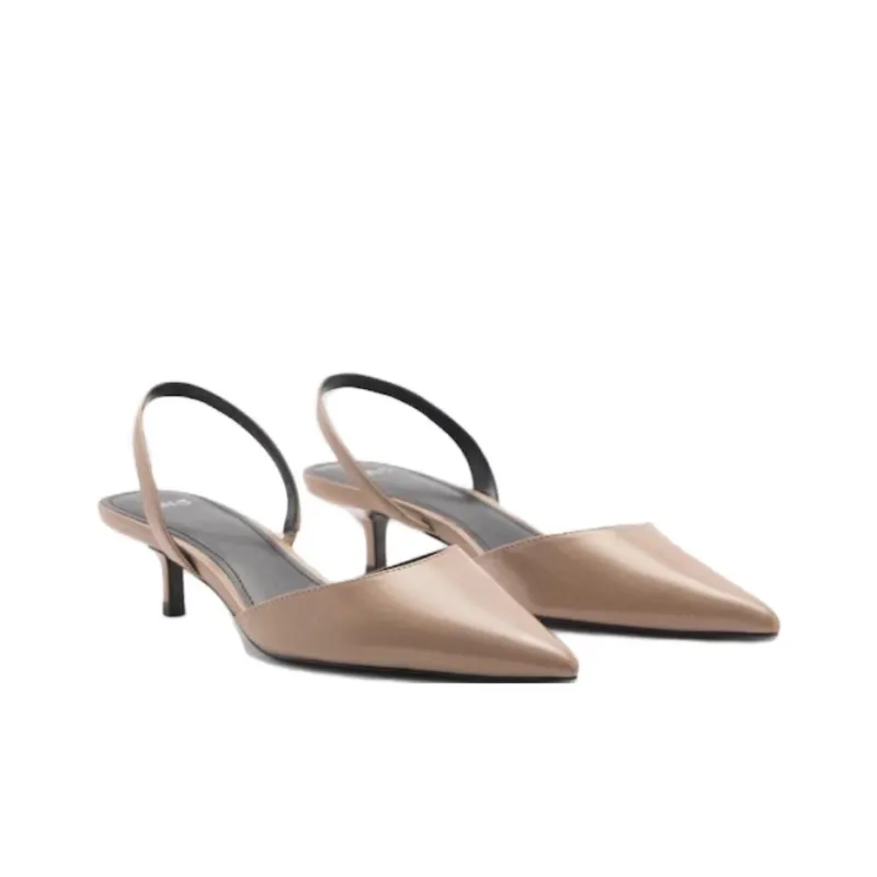 MANGO Slim Heel High Heels 4cm Women's Light Brown-1