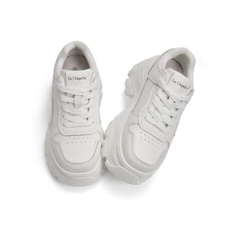 La Chapelle Cushioning, Slip Resistant, And Abrasion Resistant Low Top Chunky Sneakers Women's White-2