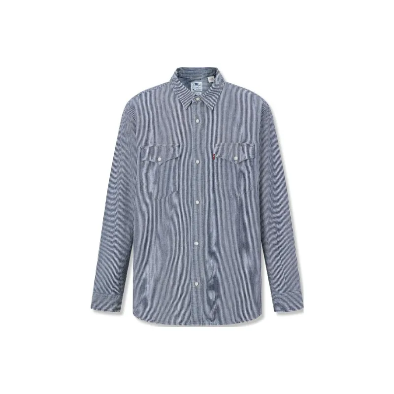 Levis Shirts Men Blue White Stripes-0
