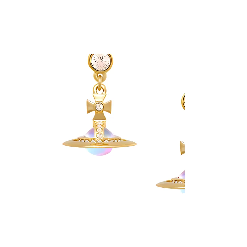 Vivienne Westwood Brass Aurora Ball Pendant Stud Earrings Women's Gold/Aurora-2