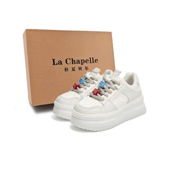 La Chapelle Block Sweetheart Anti Slip And Wear Resistant Height Increasing Low Top Skateboard Shoes Women's White