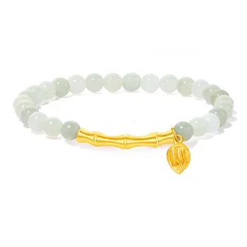 Lao Feng Xiang Hetian Jade Bracelets Pale Greenish White Jade Women's