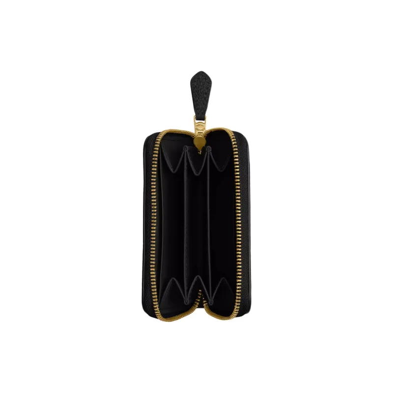 COACH Zip Around Leather Card Holder Mini Women's Black-2