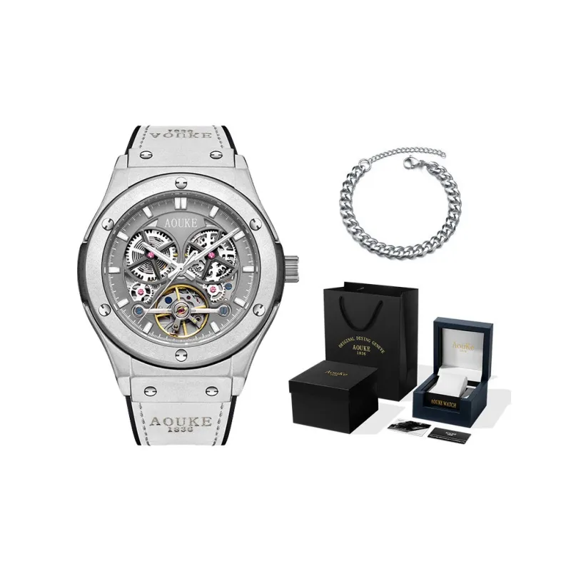 AOUKE Big Explosion Collection Mechanical Movement Silicone Strap Watch Men's Watches Gray Dial-14