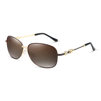 PRETTYALLUSION Metal Oval Sunglasses Women's