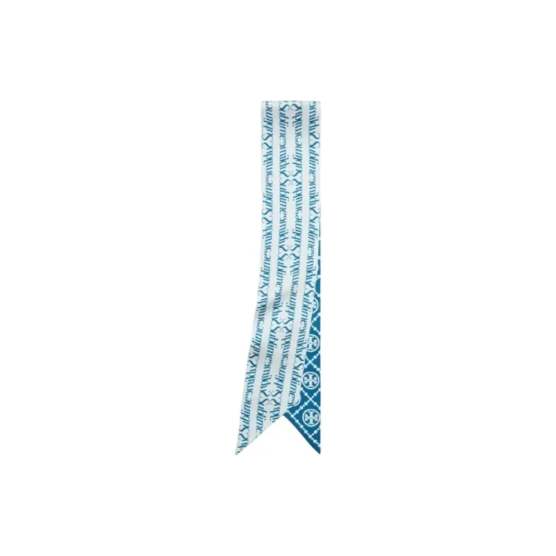 TORY BURCH Silk Scarves Unisex Blue-1