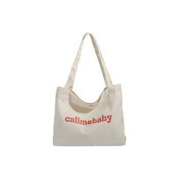 Dusen Kangaroo Canvas Tote Bag, Shoulder Bag Women's Ecru/Pink/Red/Green/Blue