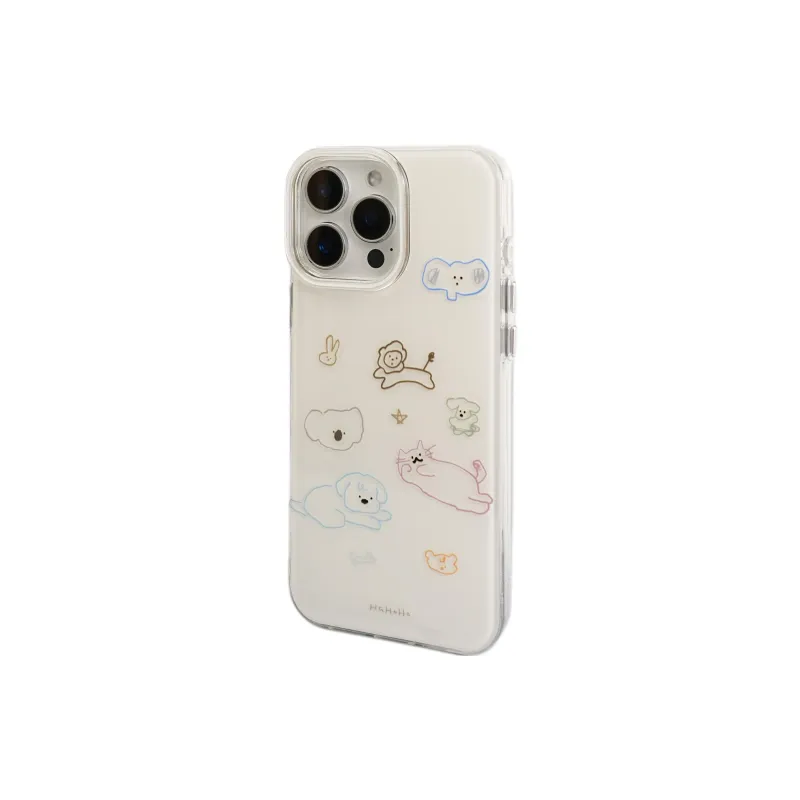 Wei Xin Acrylic Material Multicolor Line Animal Phone Cases Compatible With IPhone 16/15 Pro Max/Apple 13/14 Pro/Max-4