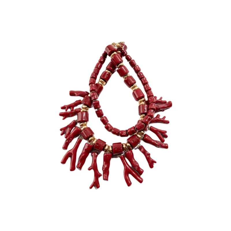 ZARA Resin Necklaces Women's Red-2