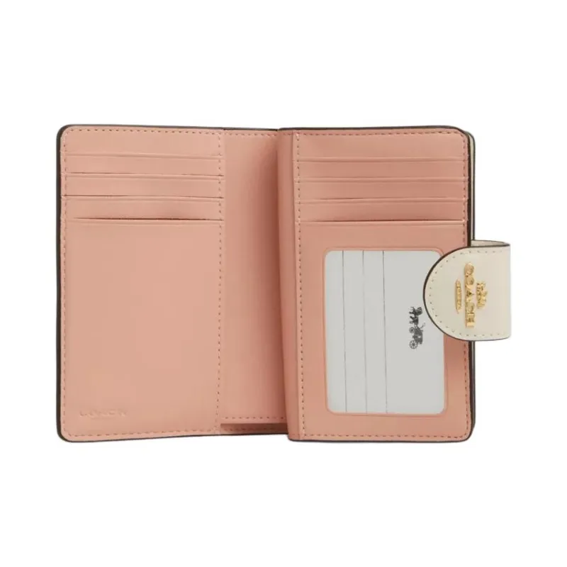 COACH Corner Zip Coated Canvas Wallet Medium Size Women's Gold & Sand-1