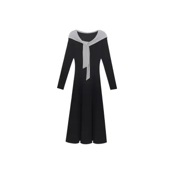Long Sleeved Dress Style Women's Black With Belt Single Item
