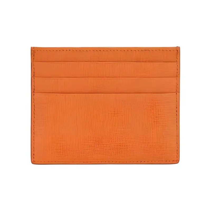 FENDI Calfskin Card Clip Card Holder Women's Orange Red-2