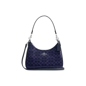 COACH Teri Canvas Hobo Bag, Handbag, Shoulder Bag Large Size Women's Dark Blue