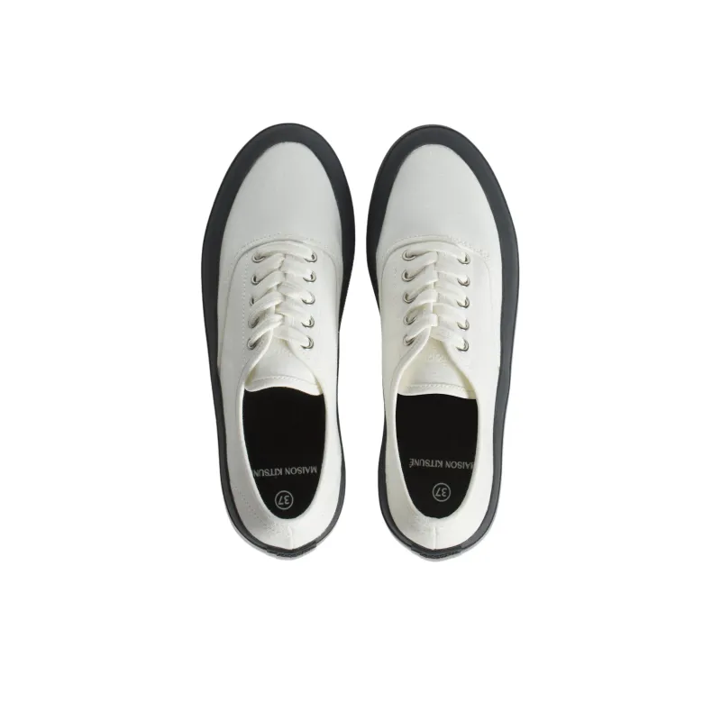 Maison Kitsune Low Top Canvas Shoes Men's White-4