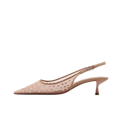 MANGO Party Slim Heel High Heels 5cm Women's Nude
